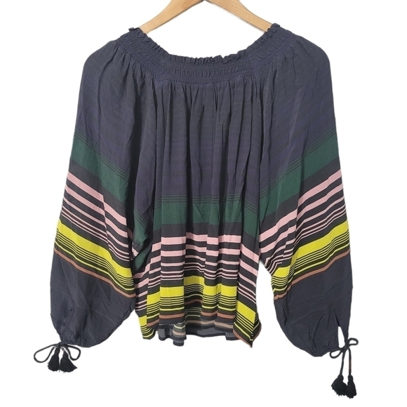 Apiece Apart Silk Striped Puff Sleeve Blouse - Picture 2 of 11